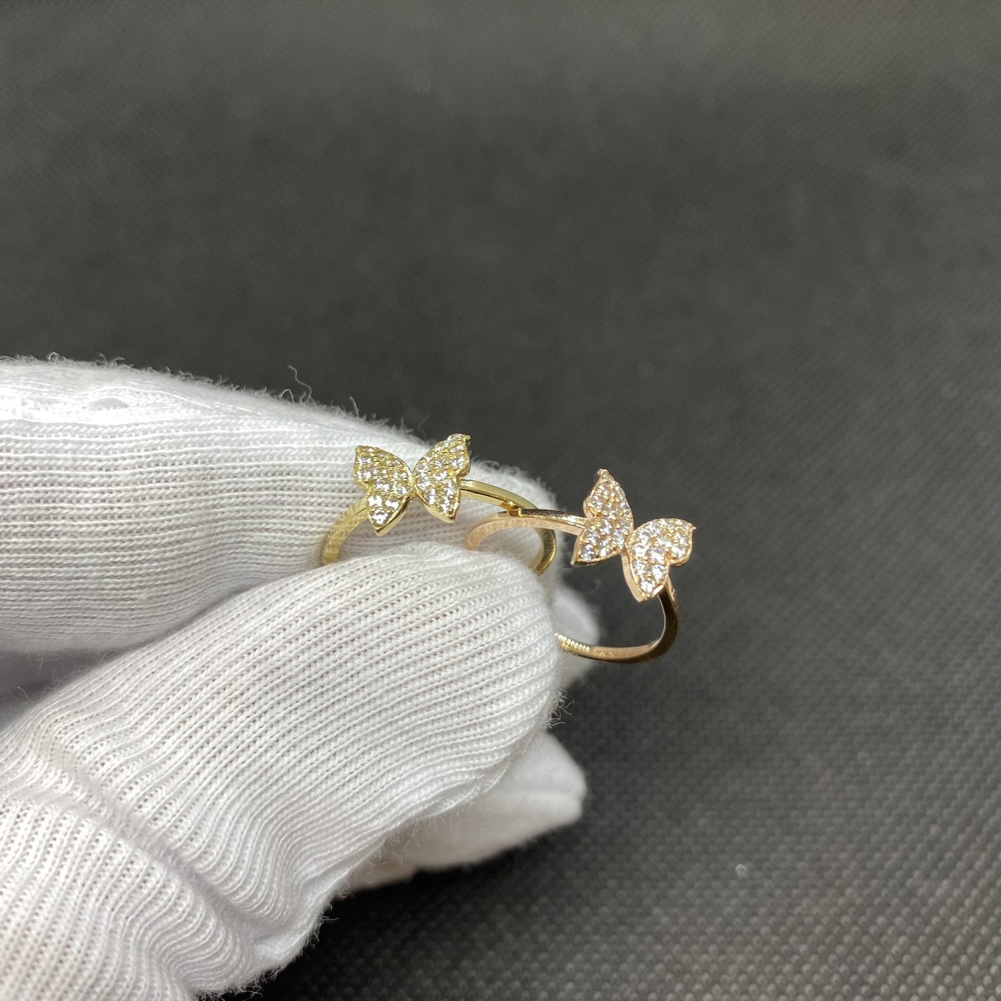 14K Rose gold butterfly rings for women, handmade jewelry , animal ring