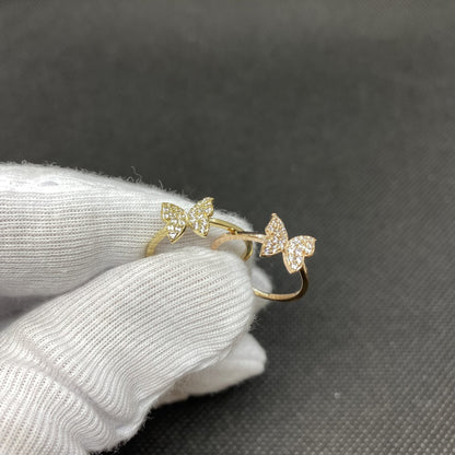14K Rose gold butterfly rings for women, handmade jewelry , animal ring