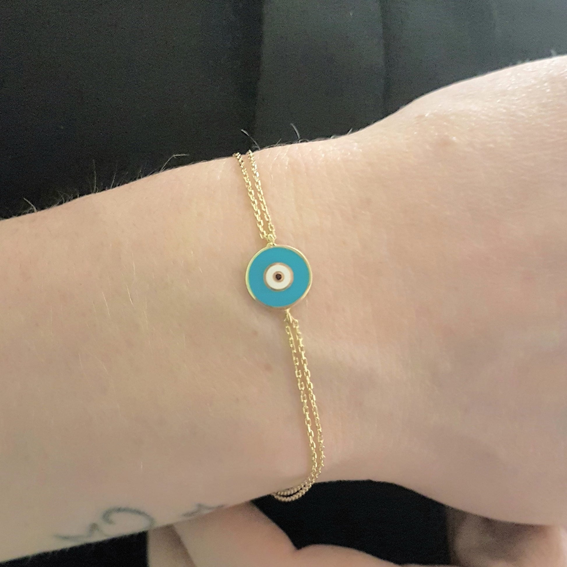 14K Solid Evil Eye Bracelet Evil Eye Bracelet Evil Eye Charm Bracelet , Evil Eye Jewelry Dainty Evil Eye Good Luck