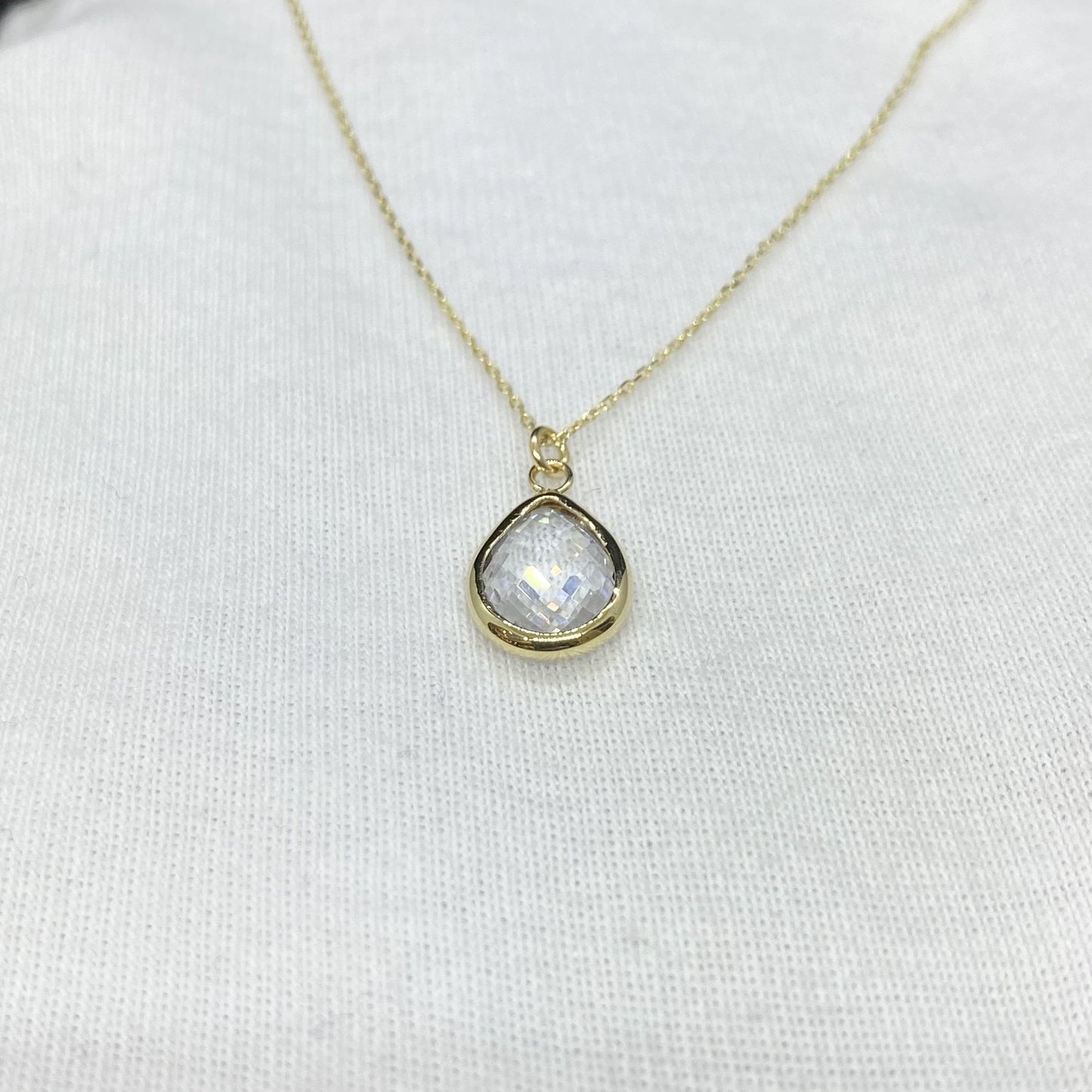 14K Solid Gold April Birthstone Necklace for Women, Charm Necklace, Boho Necklace, April Birthday Gift , Mother's Day gift , Birthday gift for mom
