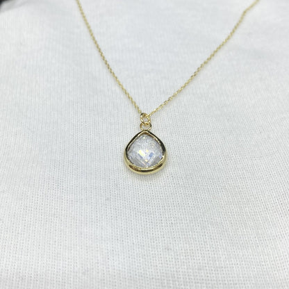 14K Solid Gold April Birthstone Necklace for Women, Charm Necklace, Boho Necklace, April Birthday Gift , Mother's Day gift , Birthday gift for mom