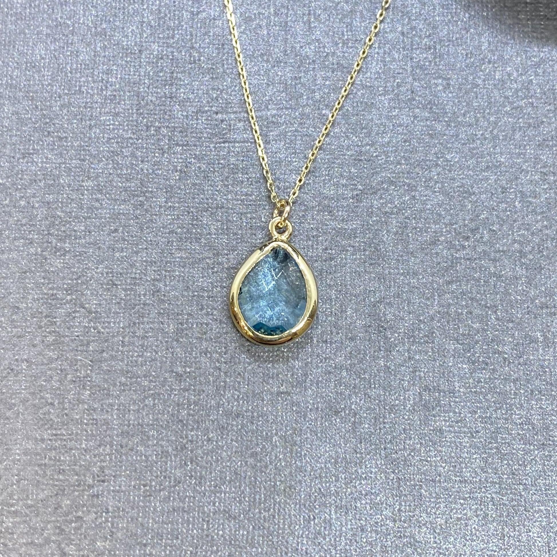 14K Solid Gold Aquamarine Birthstone Necklace, Delicate Necklace, Boho Necklace, Aquamarine Necklace, March Birthstone, Birthday gift