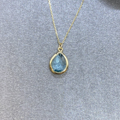14K Solid Gold Aquamarine Birthstone Necklace, Delicate Necklace, Boho Necklace, Aquamarine Necklace, March Birthstone, Birthday gift