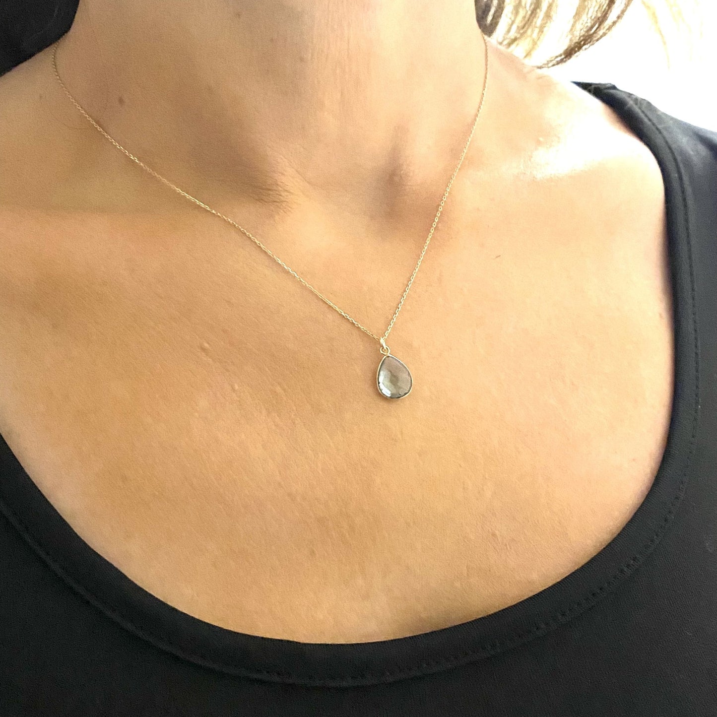 14K Solid Gold Aquamarine Birthstone Necklace, Delicate Necklace, Boho Necklace, Aquamarine Necklace, March Birthstone, Birthday gifts for her