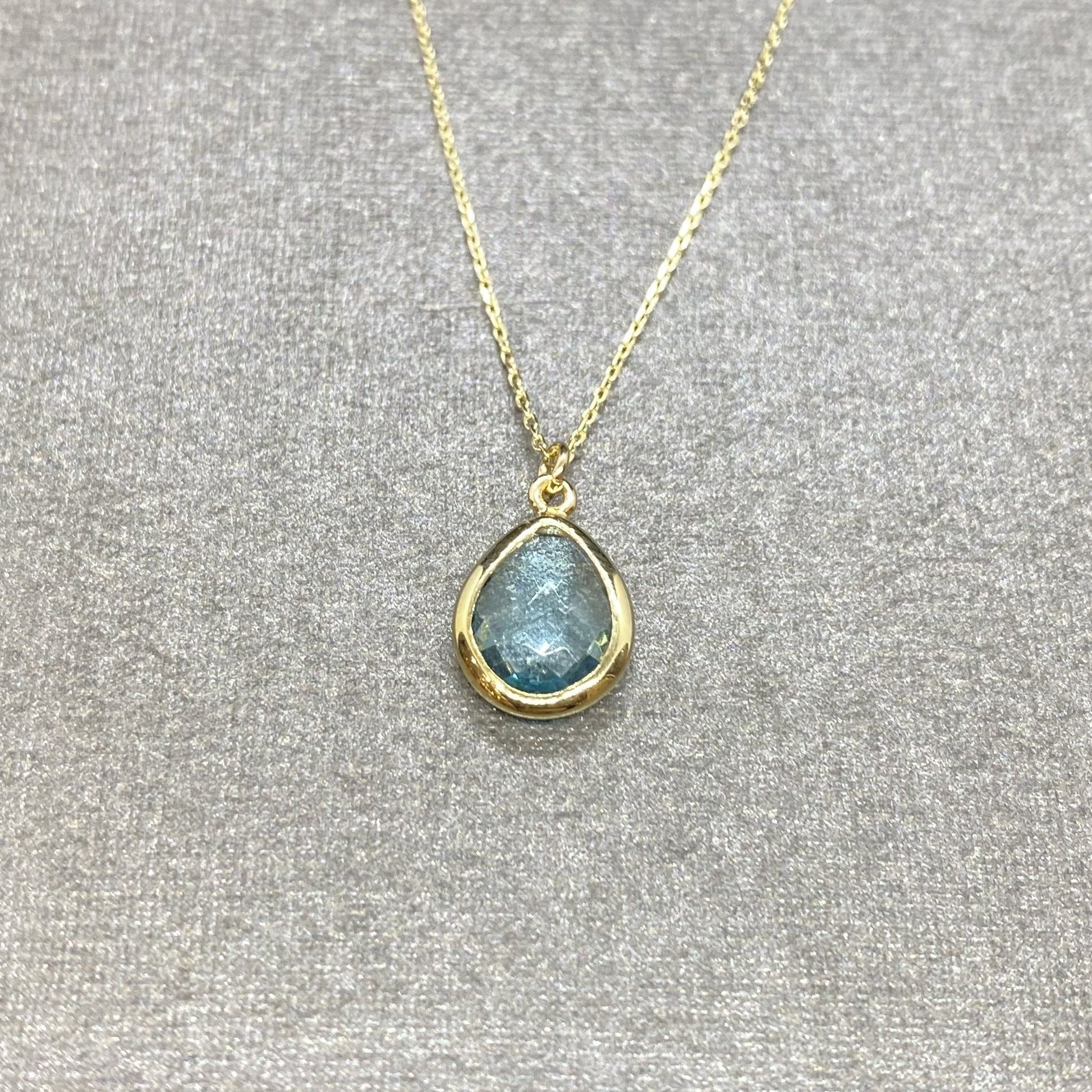 14K Solid Gold Aquamarine Birthstone Necklace, Delicate Necklace, Boho Necklace, Aquamarine Necklace, March Birthstone, Valentine's Day gift