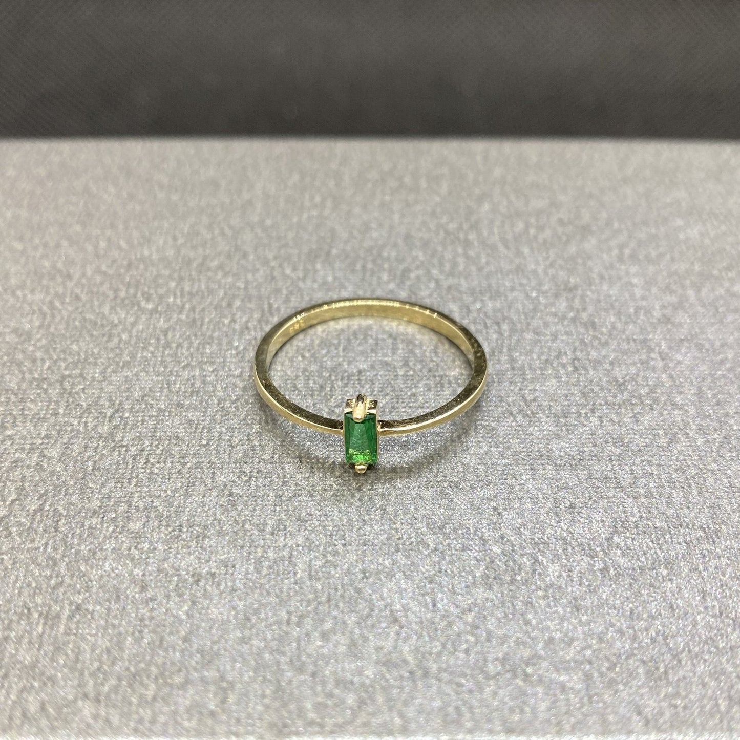 14K Solid Gold Baguette Emerald Ring for Women , CZ Baguette Cut Emerald Ring , May Birthstone Ring , Minimalist Ring , Promise Ring for Her