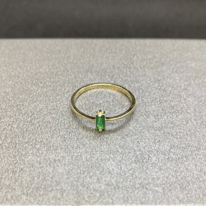 14K Solid Gold Baguette Emerald Ring for Women , CZ Baguette Cut Emerald Ring , May Birthstone Ring , Minimalist Ring , Promise Ring for Her