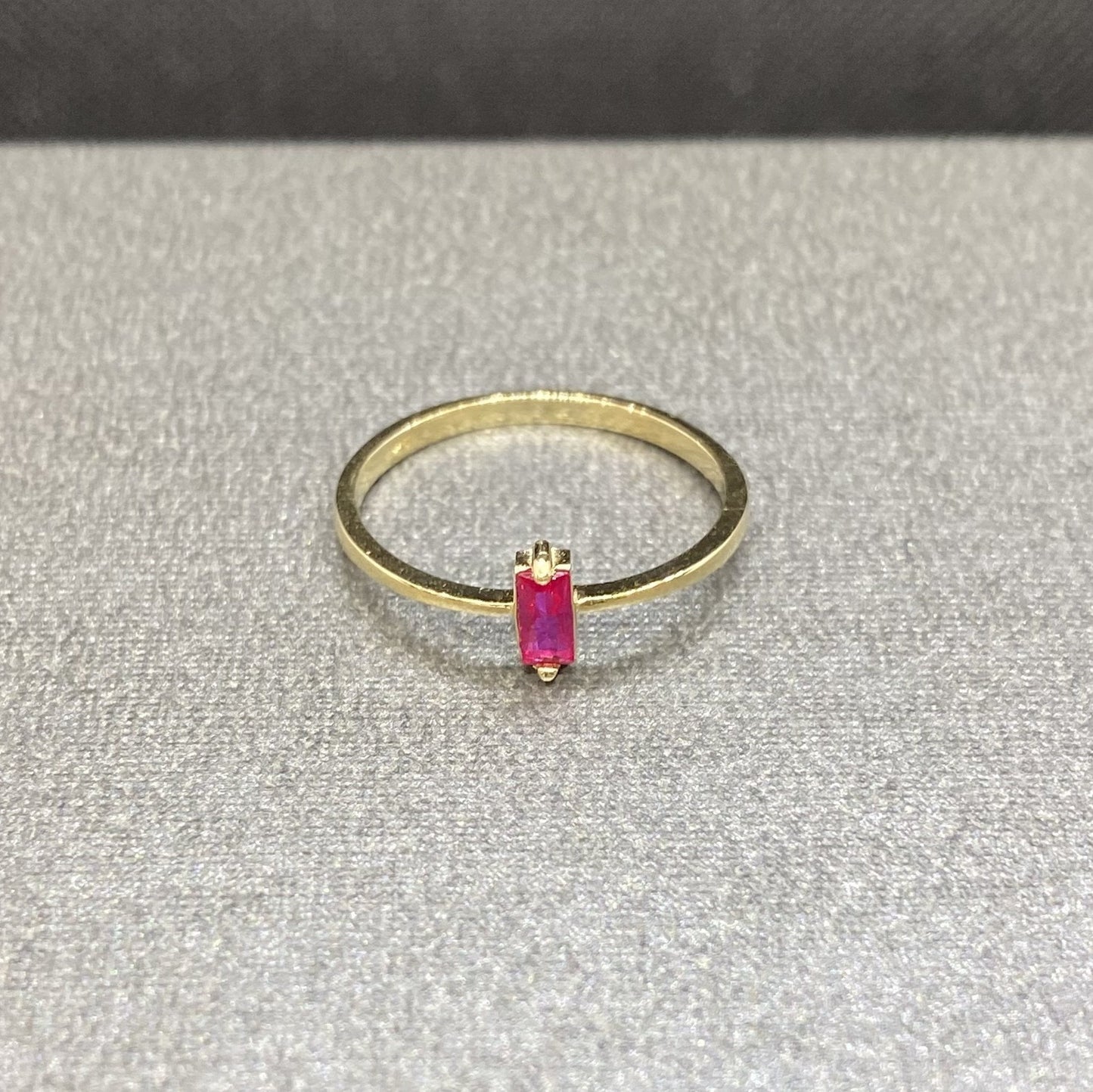 14K Solid Gold Baguette Ruby Ring for Women , July Birthstone Ring , Ruby Dainty Baguette Stacking Ring, Chirstmas Birthday Gifts for Her