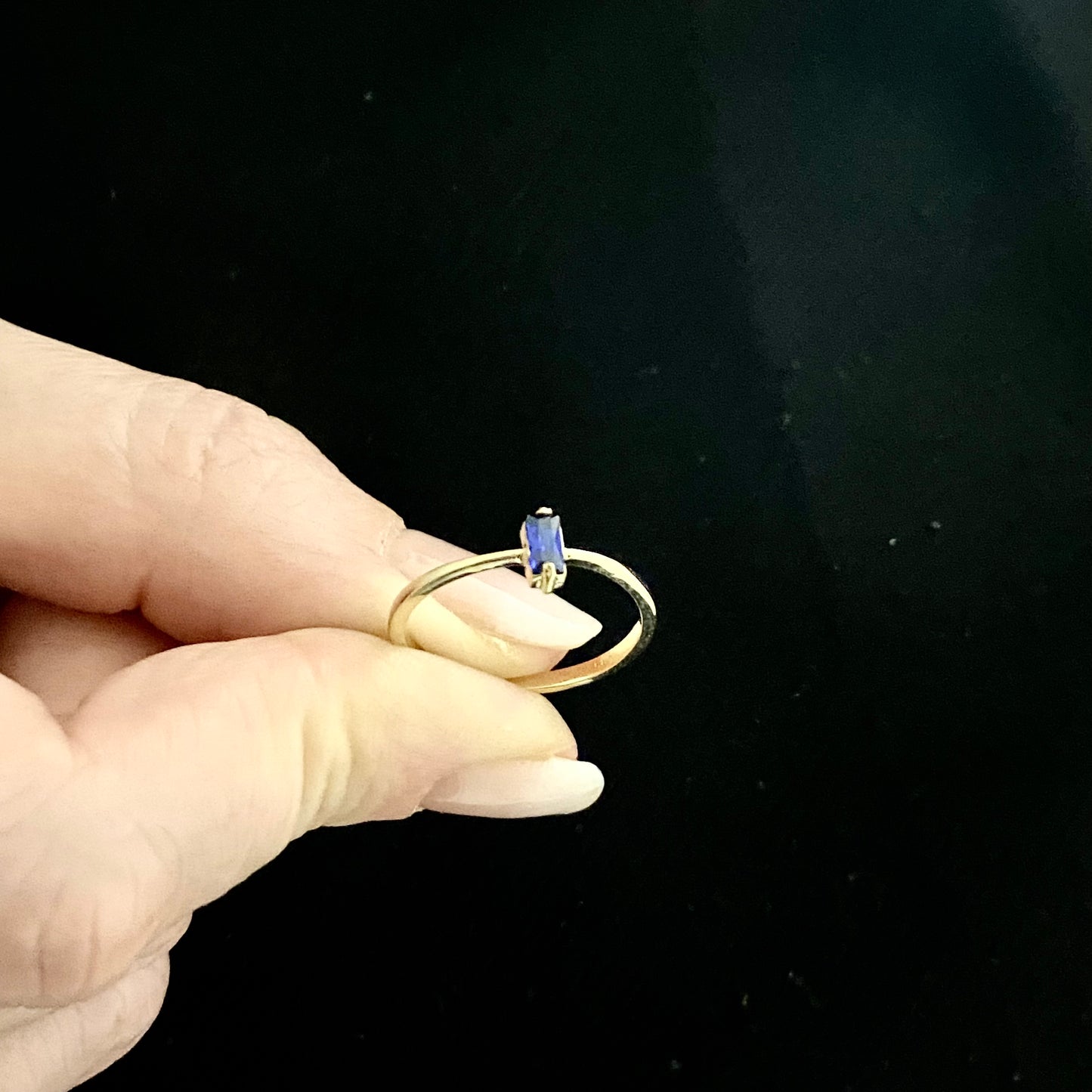 14K Solid Gold Baguette Sapphire Ring for Women , September Birthstone Ring , Minimalist Ring , Stacking Ring Gold, Birthday Gifts for Her