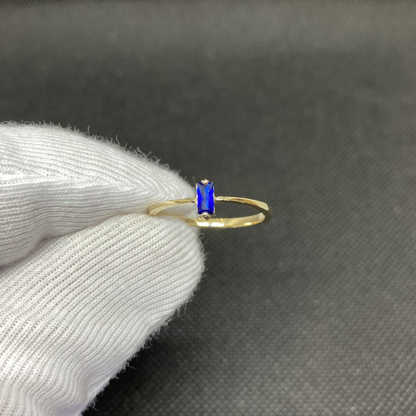 14K Solid Gold Baguette Sapphire Ring for Women , September Birthstone Ring , Minimalist Ring , Stacking Ring Gold, Chirstmas Gifts for mom