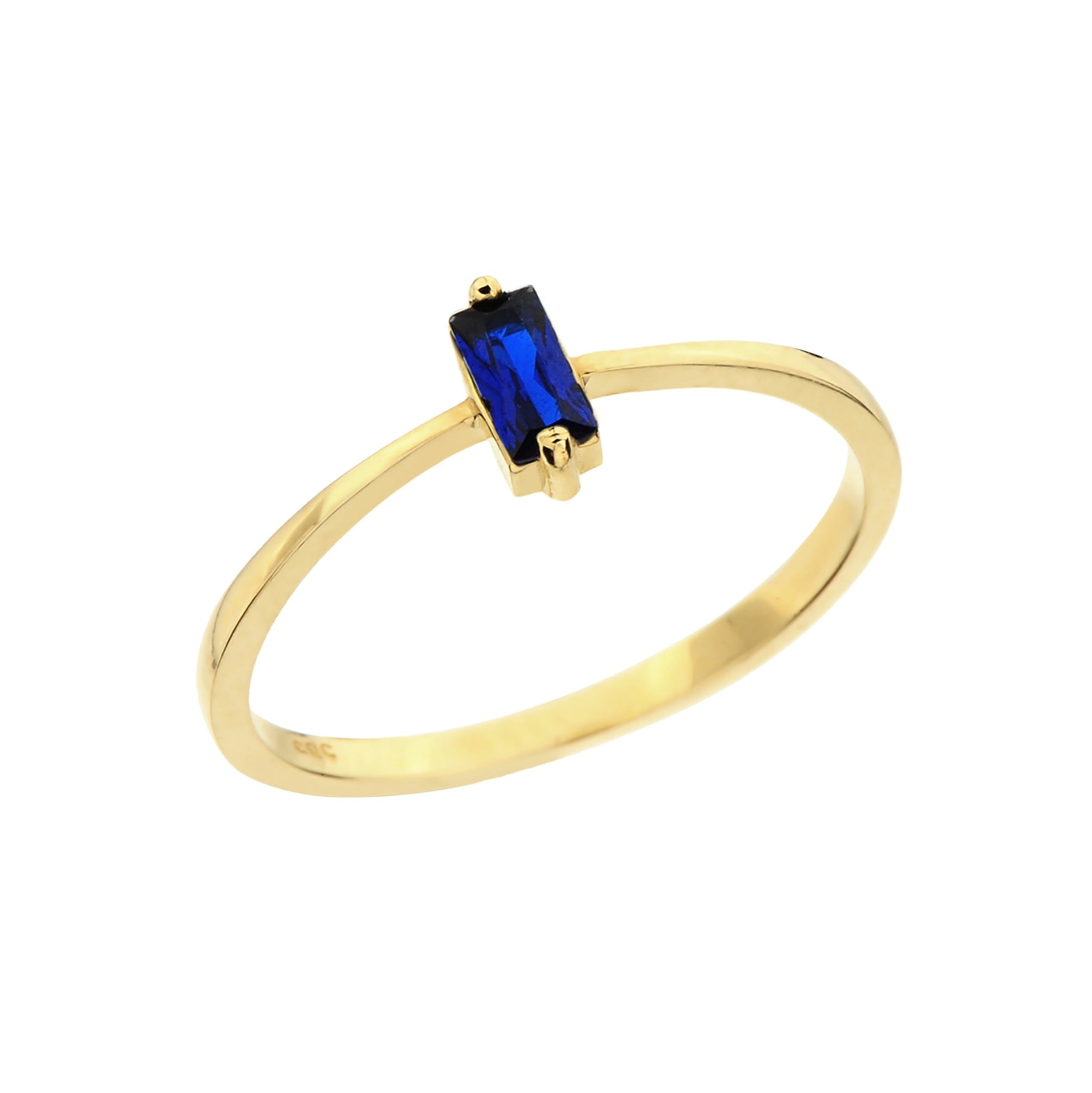 14K Solid Gold Baguette Sapphire Ring for Women , September Birthstone Ring , Minimalist Ring , Stacking Ring Gold, Christmas Gift for Her