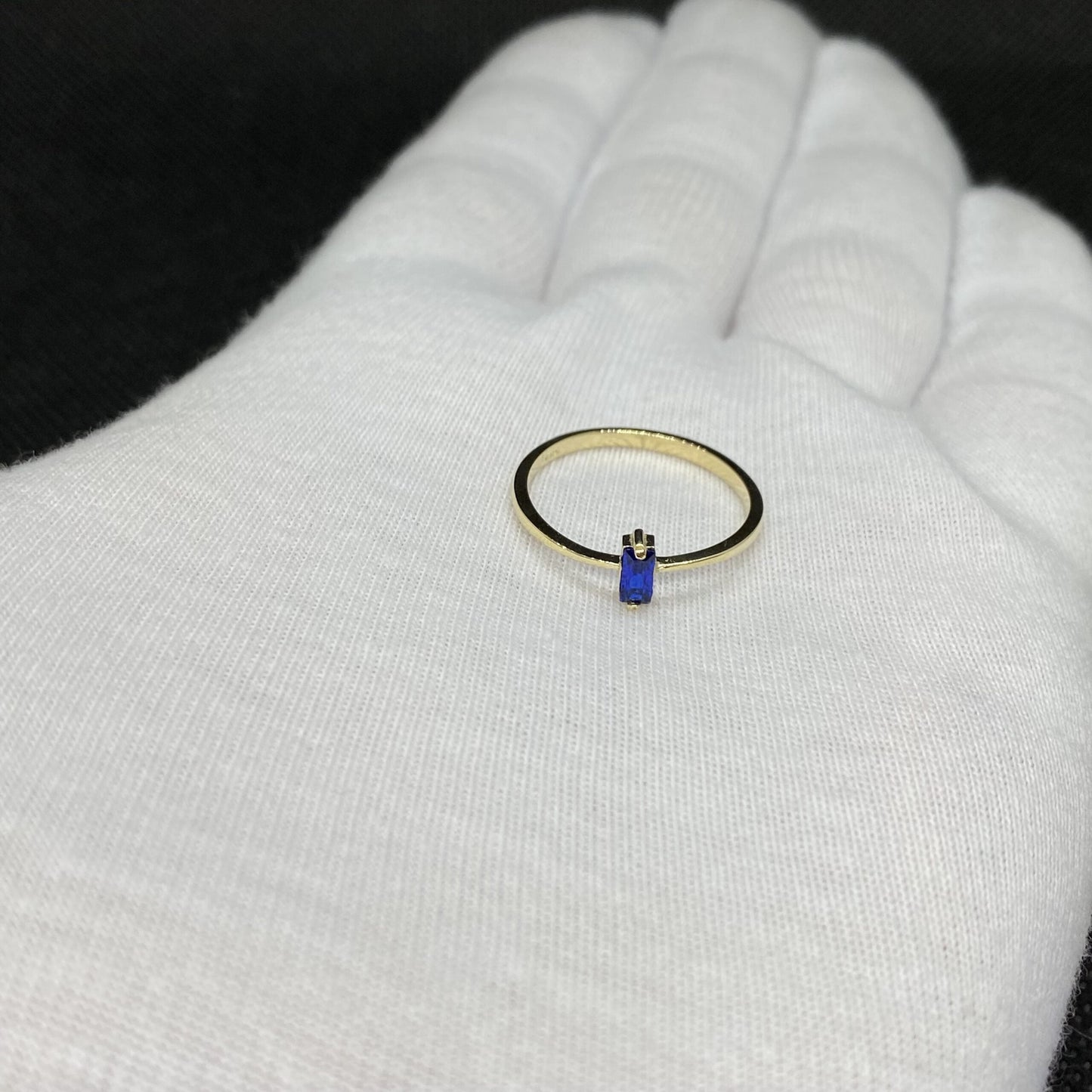 14K Solid Gold Baguette Sapphire Ring for Women , September Birthstone Ring , Minimalist Ring , Stacking Ring Gold, Mother's Day Gifts