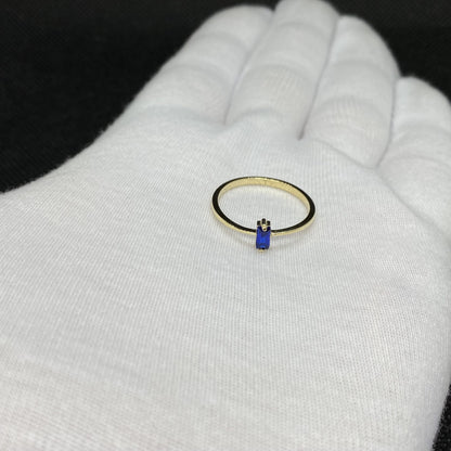 14K Solid Gold Baguette Sapphire Ring for Women , September Birthstone Ring , Minimalist Ring , Stacking Ring Gold, Mother's Day Gifts
