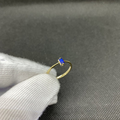 14K Real Solid Gold Baguette Sapphire Ring for Women