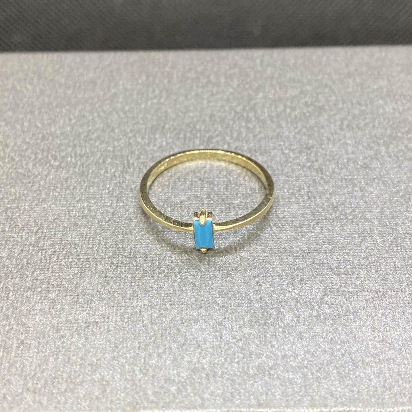 14K Solid Gold Baguette Turquoise Ring, Dainty Turquoise Stacking Ring, Delicate Turquoise Ring, December Birthstone Ring , Gift for Her