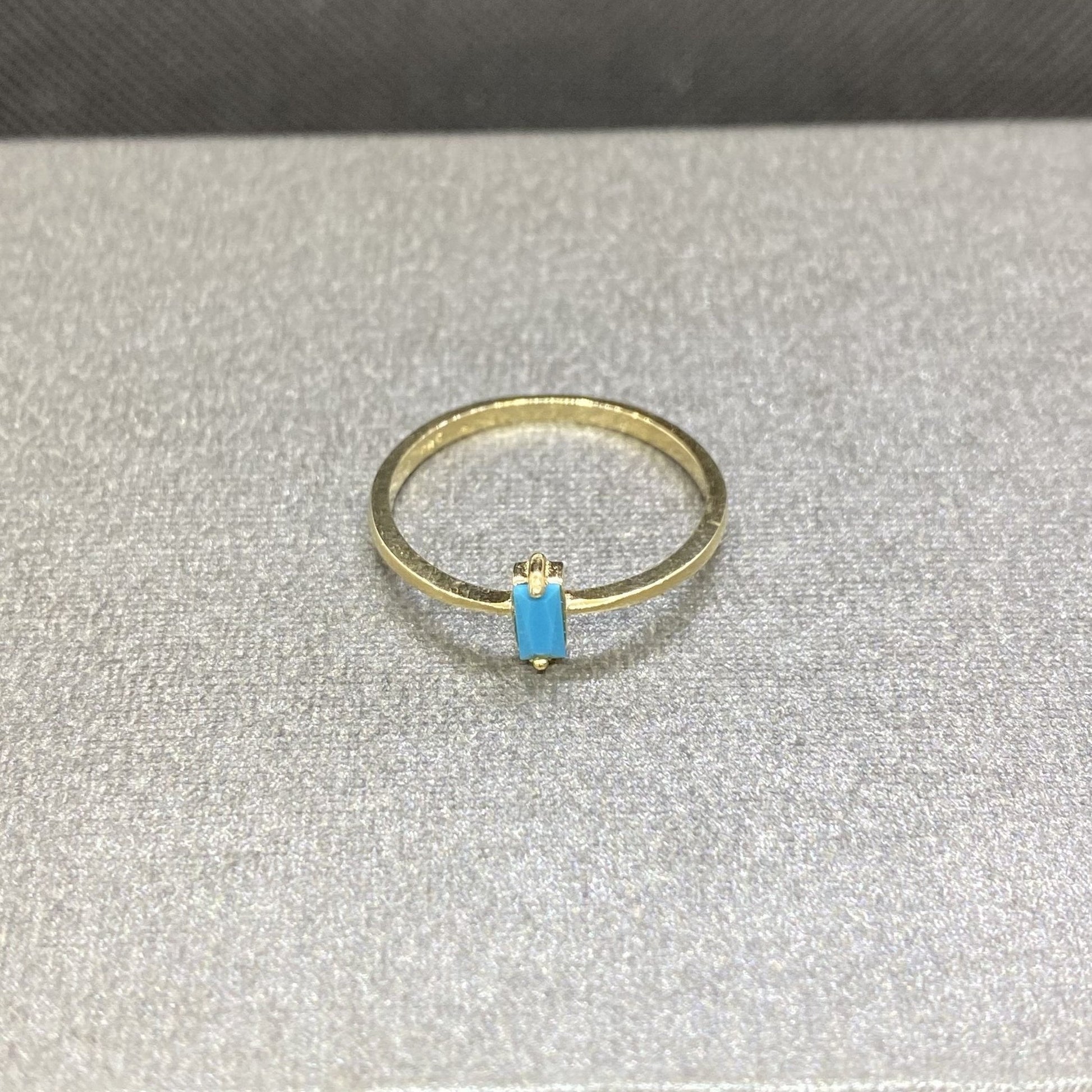 14K Solid Gold Baguette Turquoise Ring, Dainty Turquoise Stacking Ring, Delicate Turquoise Ring, December Birthstone Ring , Gift for Her