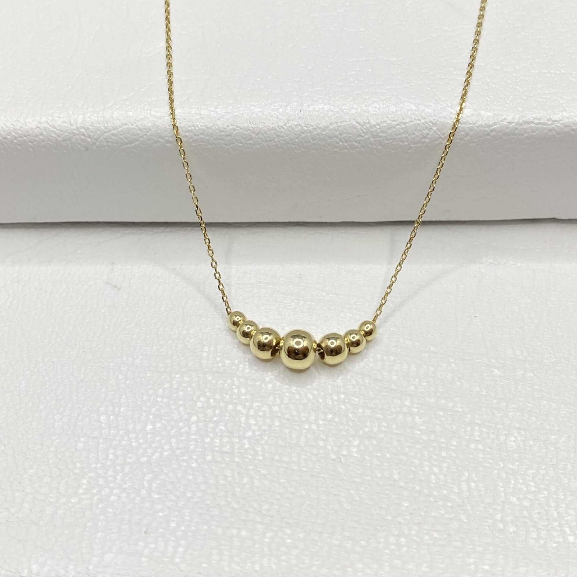 14K Solid Gold Beaded Ball Necklace for Women , Graduated Bead Chain Necklace ,Mother's Day Gifts ,Best Birthday Christmas gift for her