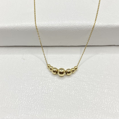 14K Solid Gold Beaded Ball Necklace for Women , Graduated Bead Chain Necklace ,Mother's Day Gifts ,Best Birthday Christmas gift for her
