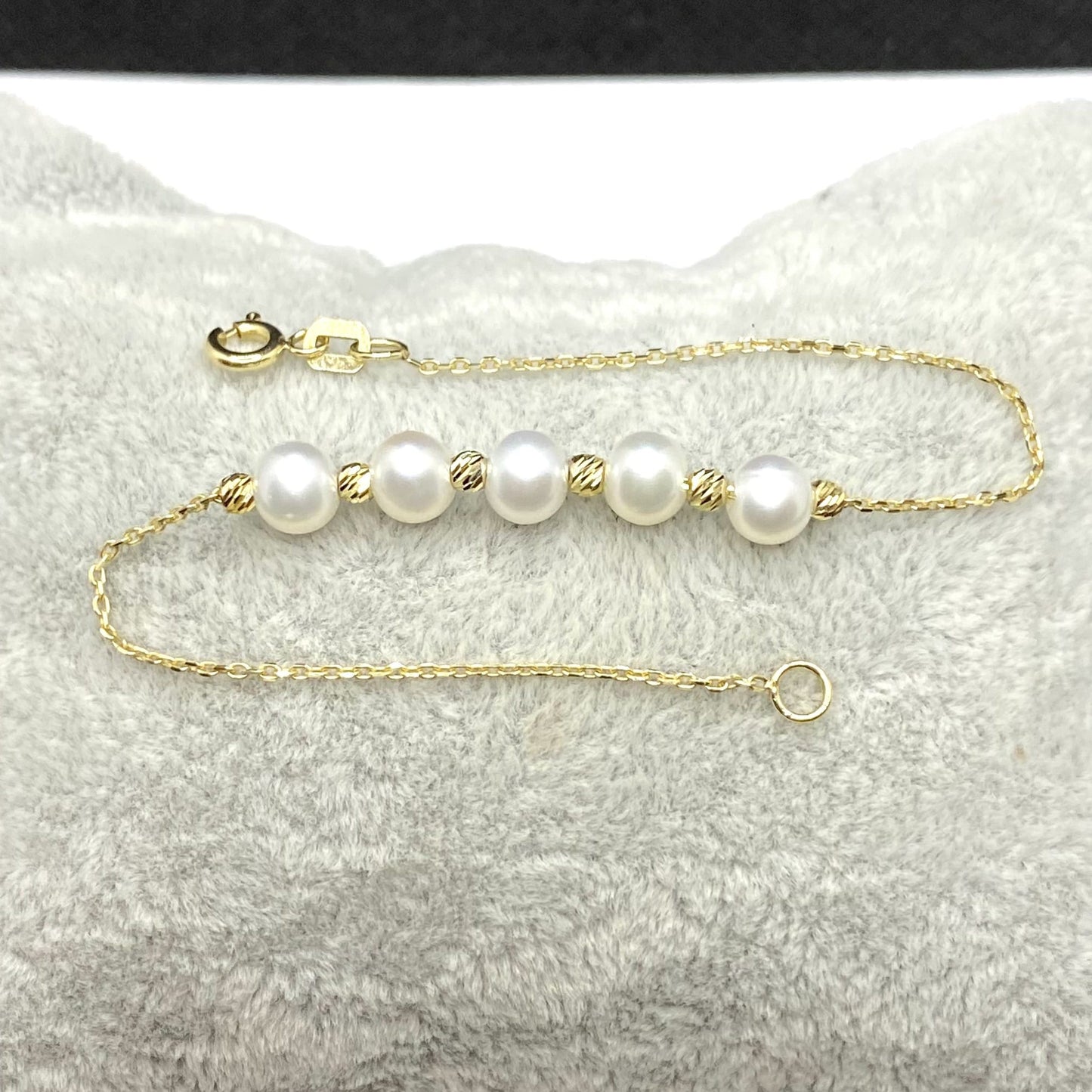 14K Solid Gold Beaded Italian Balls and Pearl Bracelet , Pearl Bracelets for Women , Dainty Freshwater Pearl Bracelet Gold , Pearl Jewelry