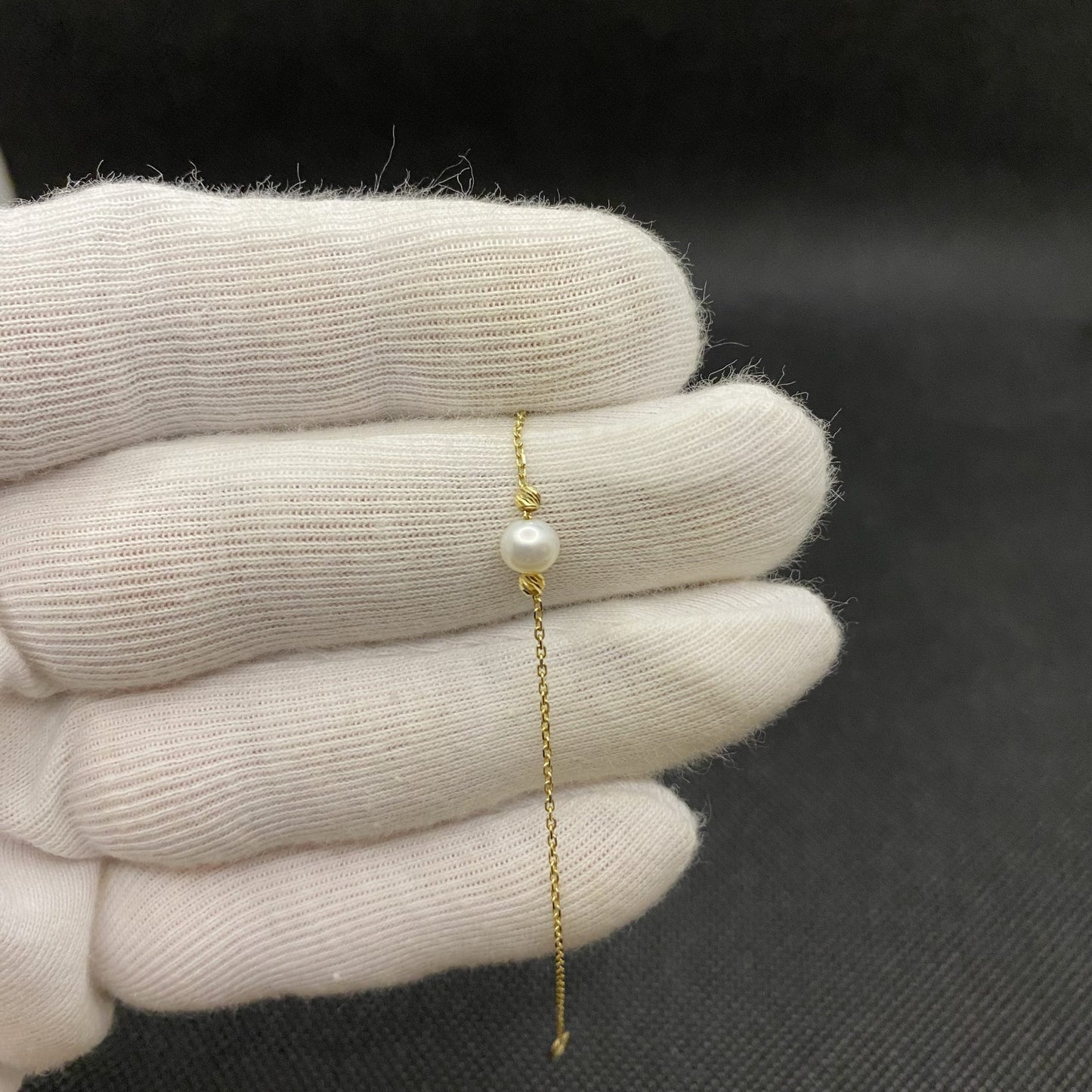 14K Solid Gold Beaded Pearl and Italian Balls Bracelet , Pearl Bracelets for Women ,Dainty Freshwater Pearl Bracelet Gold ,Pearl Jewelry