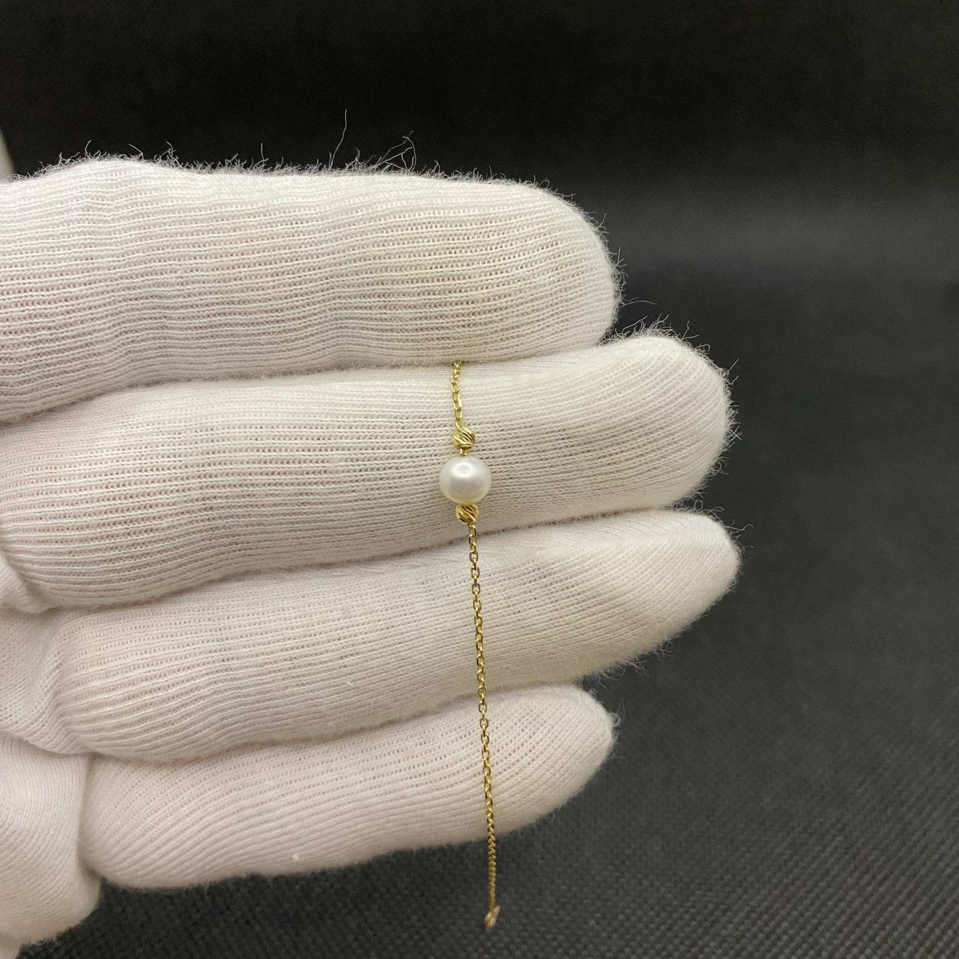 14K Solid Gold Beaded Pearl and Italian Balls Bracelet , Pearl Bracelets for Women ,Dainty Freshwater Pearl Bracelet Gold ,Pearl Jewelry