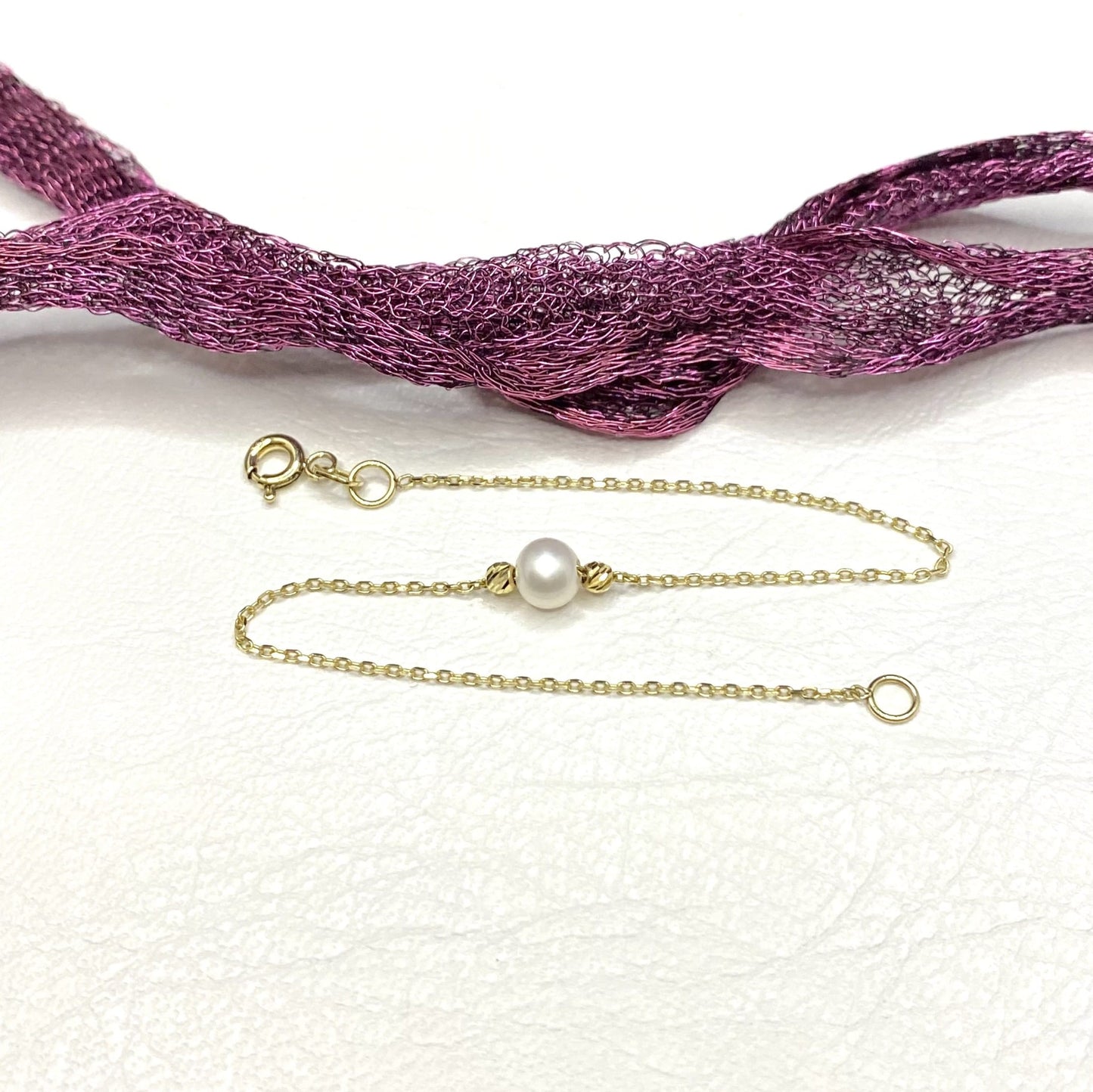 14K Solid Gold Beaded Pearl and Italian Balls Bracelet , Pearl Bracelets for Women , Dainty Freshwater Pearl Bracelet Gold , Pearl Jewelry