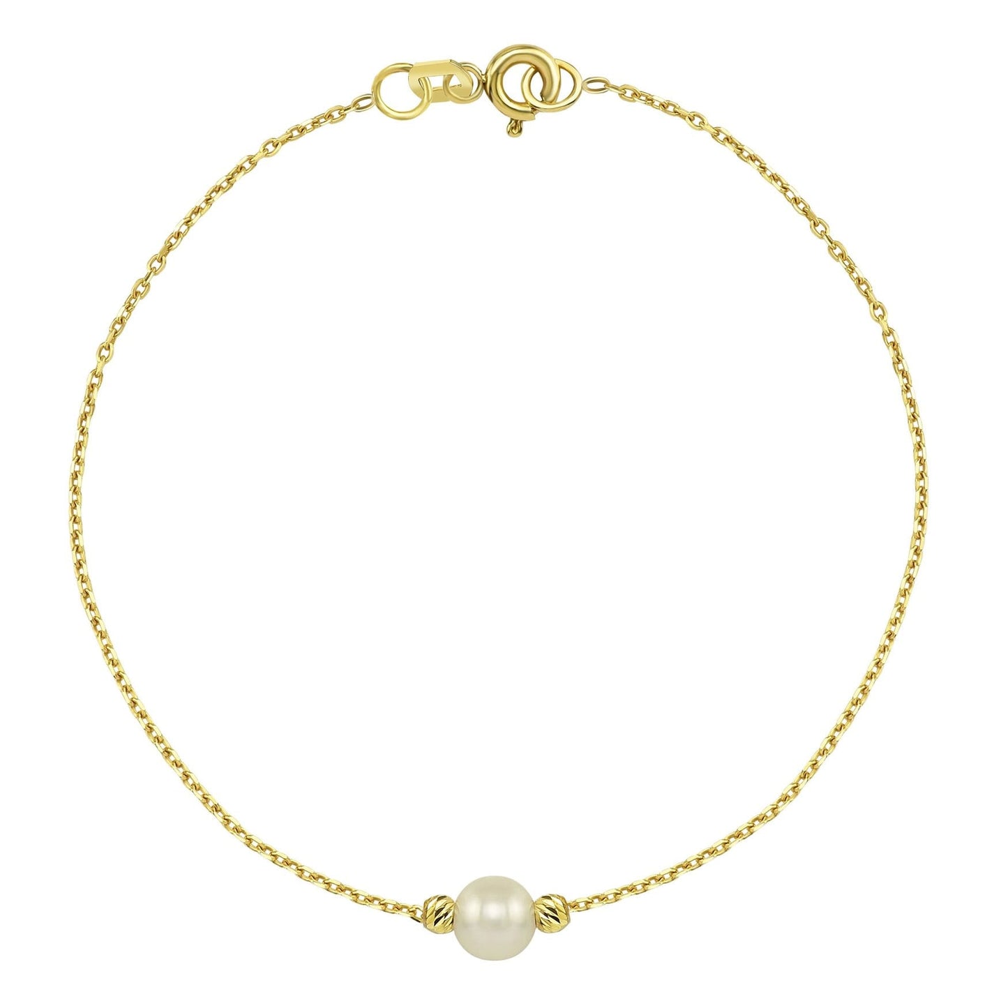 14K Solid Gold Beaded Single Pearl Bracelet , Pearl Bracelets for Women , Dainty Freshwater Pearl Bracelet Gold , Pearl Jewelry