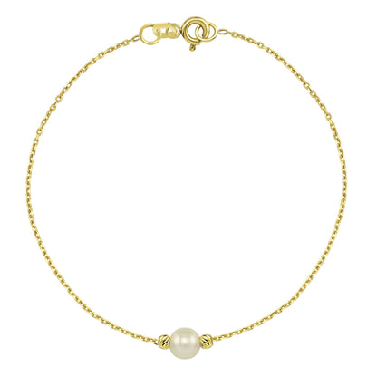 14K Solid Gold Beaded Single Pearl Bracelet , Pearl Bracelets for Women , Dainty Freshwater Pearl Bracelet Gold , Pearl Jewelry
