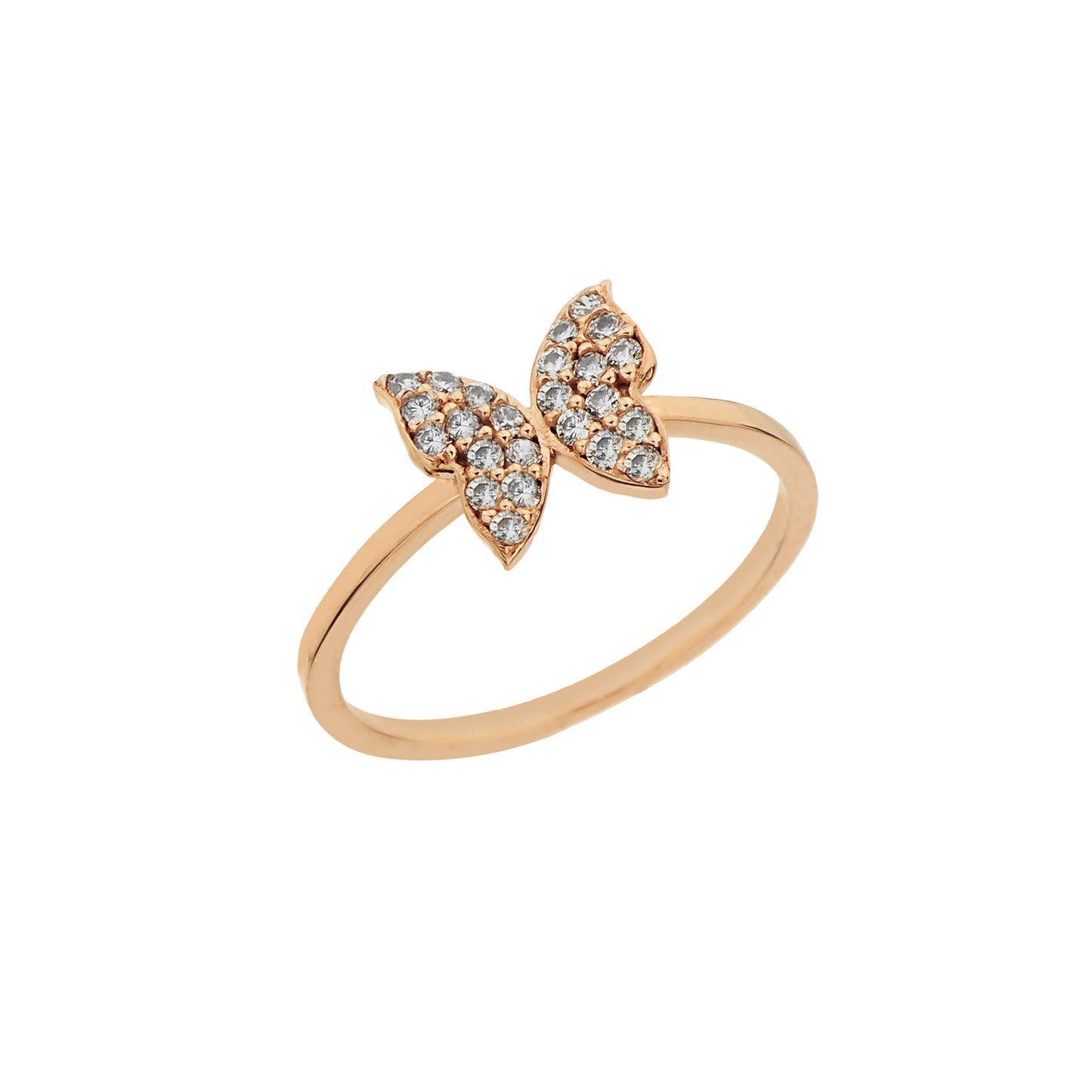 14K Solid Gold Butterfly Ring for Women Mom ,14K Gold Stackable Ring ,14K Gold Butterfly Ring , CZ Butterfly Stacking Ring, Gifts for Her