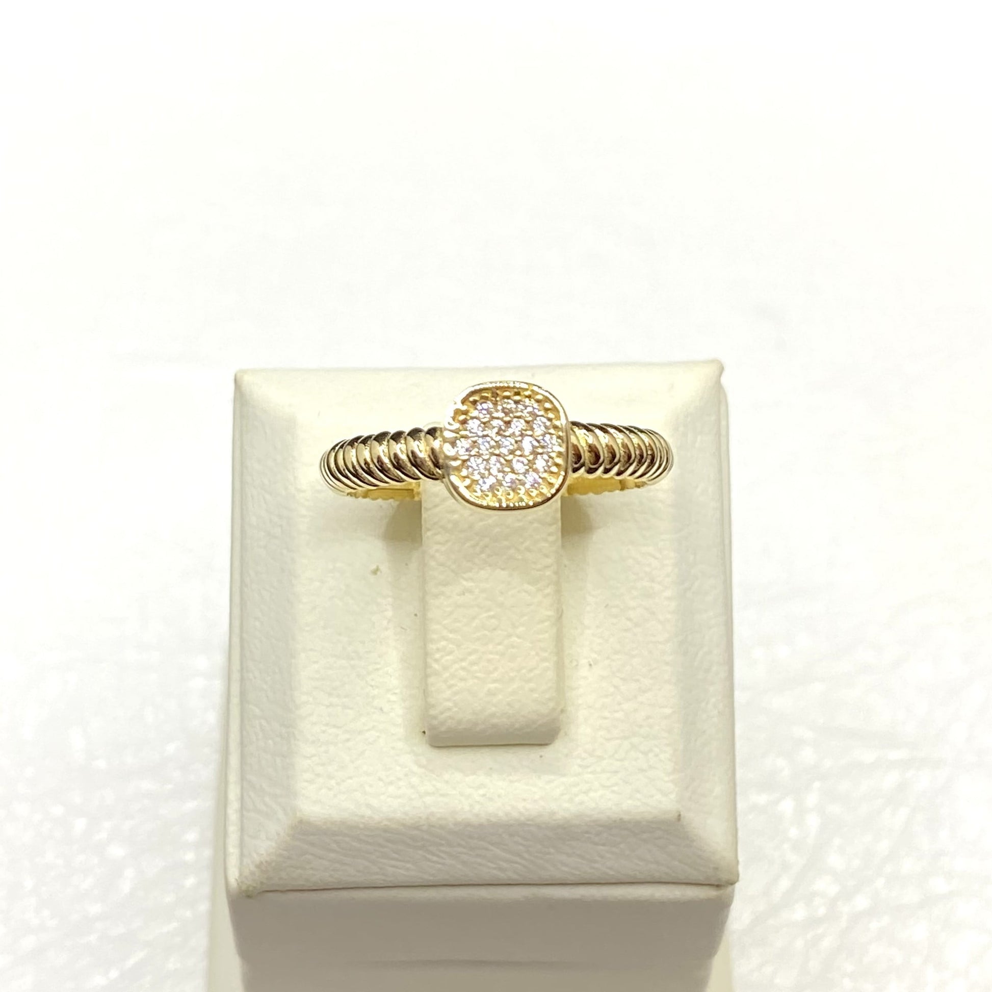 14K Solid Gold CZ Pave Square Ring for Women , Square Shaped Ring , Dainty Stacking Ring , Geometric Ring , Statement Ring ,