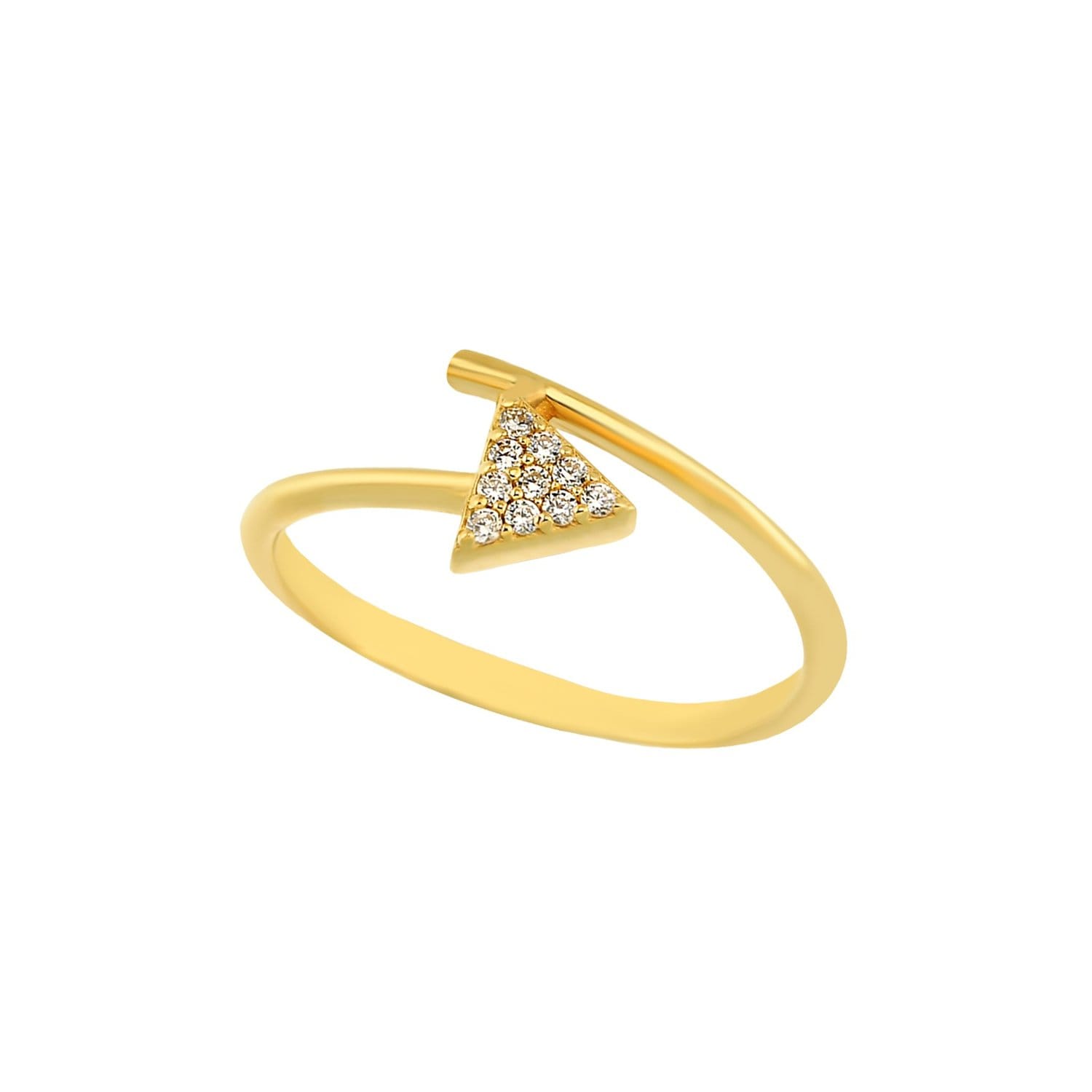 14K Solid Gold CZ Triangle Ring for Women , Dainty Minimalist Band Ring, Christmas Gift for her, Triangle Jewelry , Geometric Stacking Ring