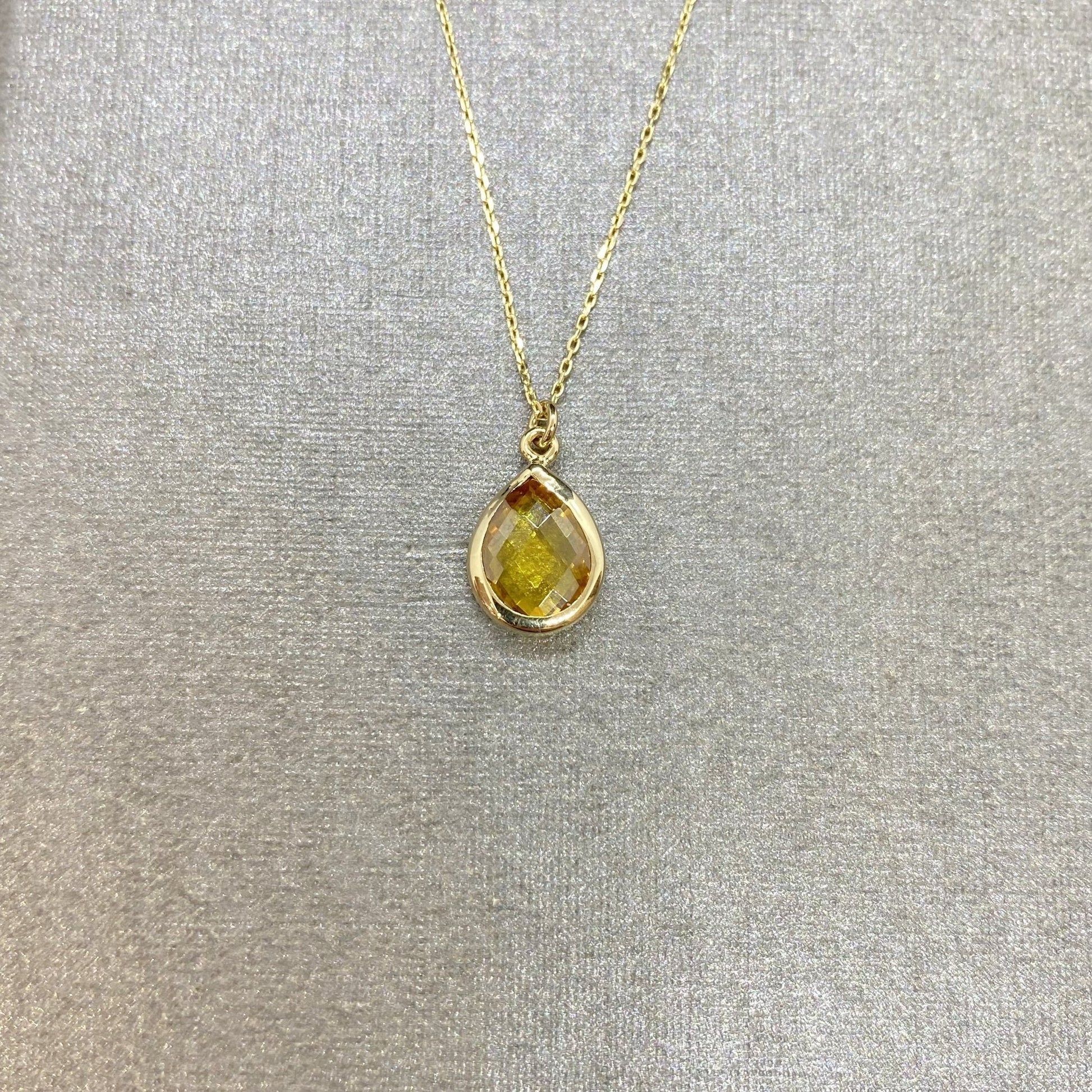 14K Solid Gold Citrine Birthstone November Necklace for Women , Citrine Necklace Gold , November Birthstone Pendant, Birthday Gift for her