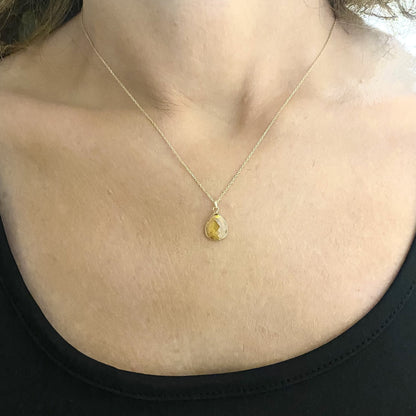 14K Solid Gold Citrine Birthstone November Necklace for Women , Citrine Necklace Gold , November Birthstone Pendant, Birthday Gift for her