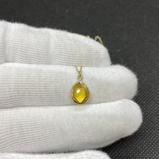 14K Solid Gold Citrine Birthstone November Necklace for Women , Citrine Necklace Gold , November Birthstone Pendant, Mother's day Gift for mom