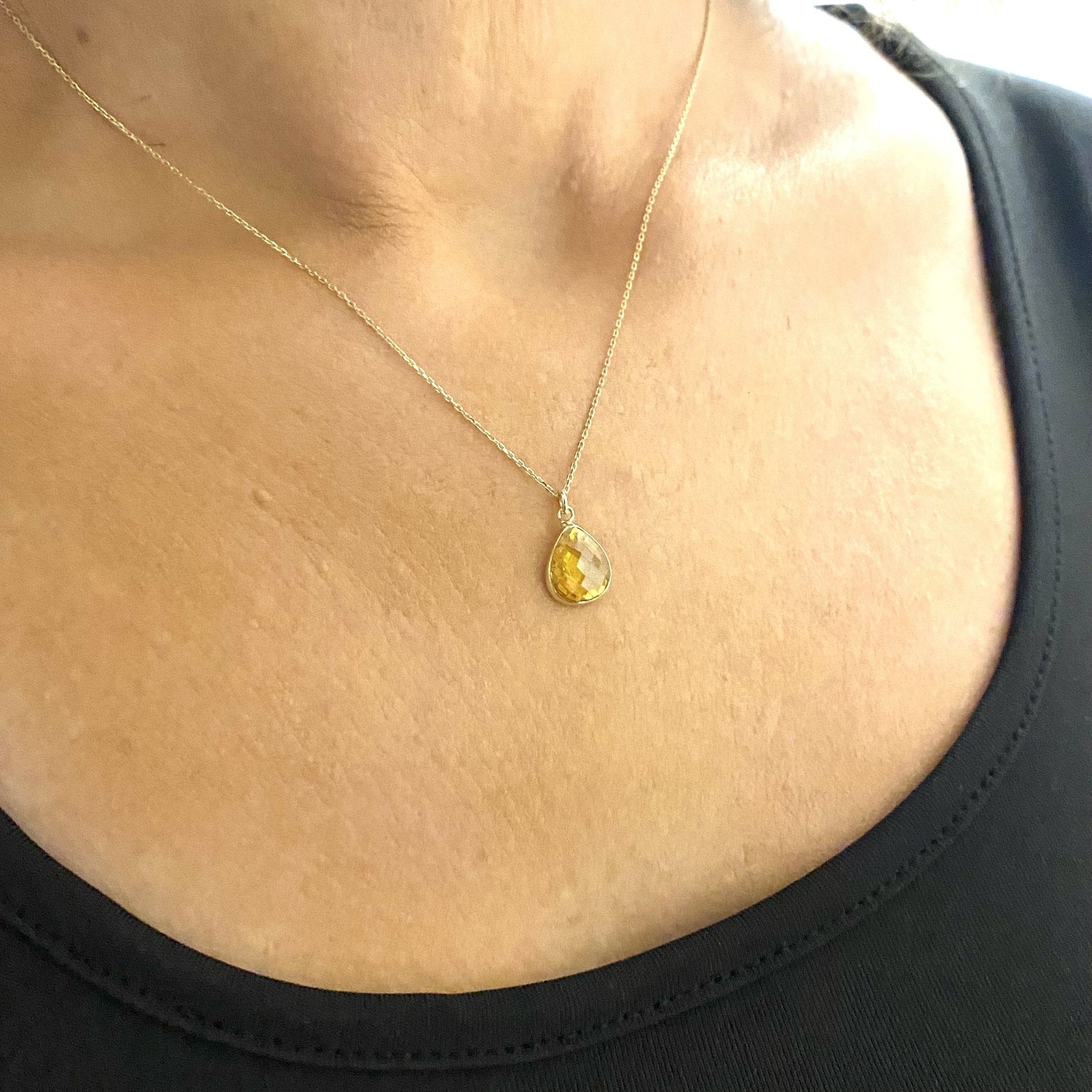 14K Solid Gold Citrine Birthstone November Necklace for Women , Citrine Necklace Gold , November Birthstone Pendant,Birthday Gift for her
