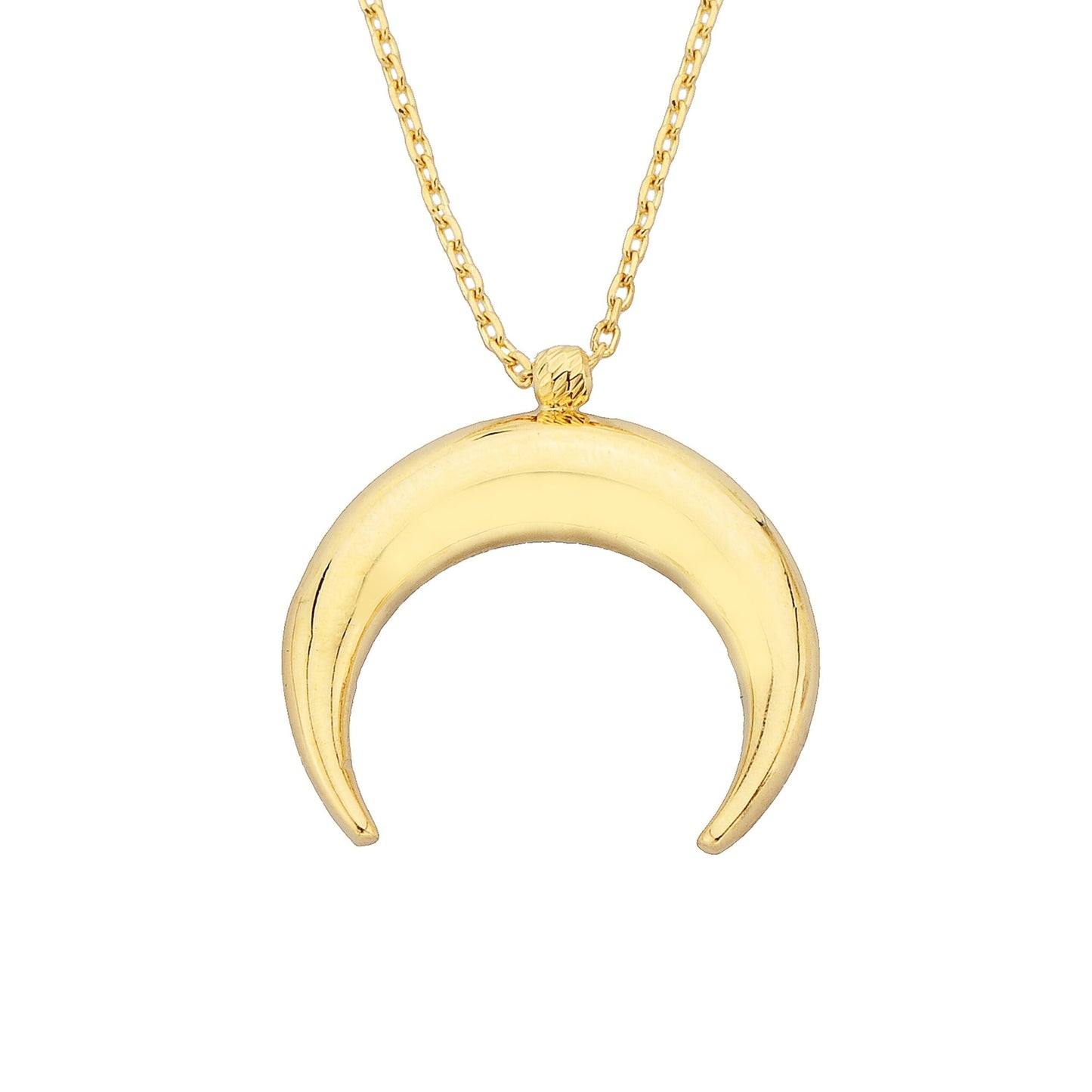 14K Solid Gold Crescent Moon Double Horn Half Phase Pendant Necklace for Women Birthday Gift Christmas xmas mother's day