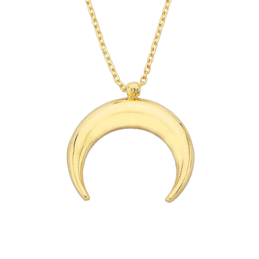 14K Solid Gold Crescent Moon Double Horn Half Phase Pendant Necklace for Women Birthday Gift Christmas xmas mother's day