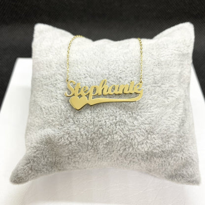 14K Solid Gold Custom Name necklace with Heart , Dainty Personalized Jewelry , Custom Name Pendant , Personalized Gifts , Gift for her