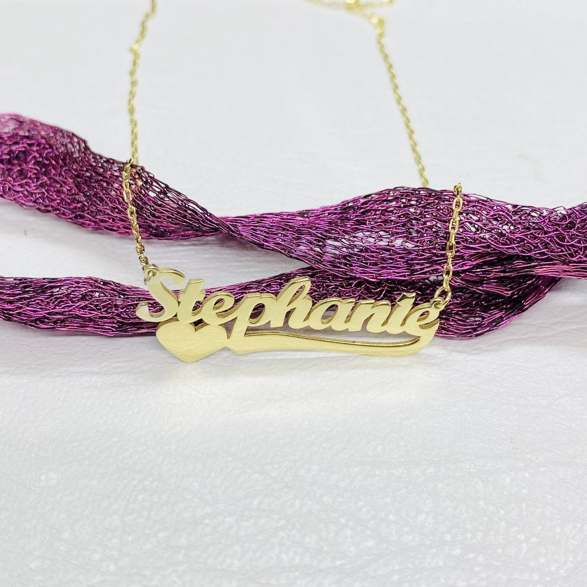 14K Solid Gold Custom Name necklace with Heart , Dainty Personalized Jewelry , Customized Name Pendant ,Personalized Gifts , Gift for her