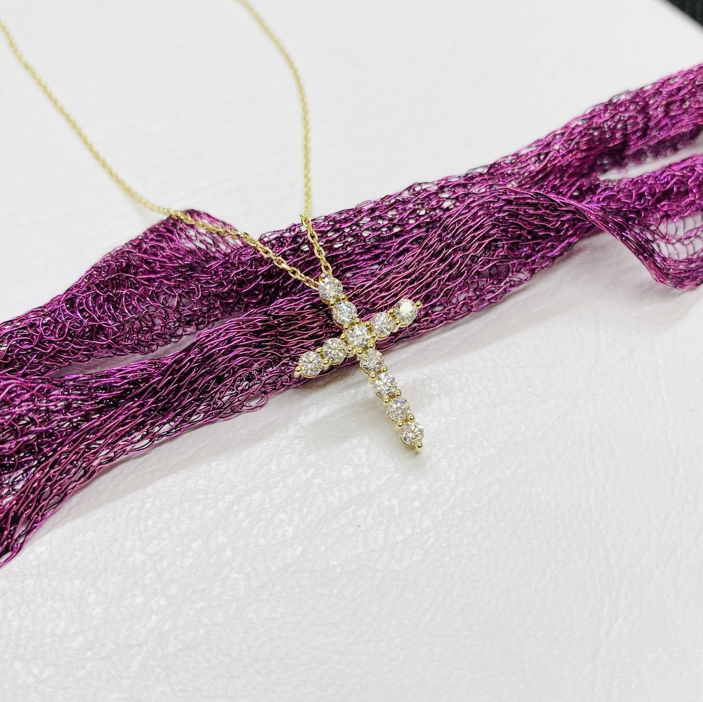 14K Solid Gold Diamon Cross Necklace , Christian Jewelry , Religious Necklace , Diamond Cross Pendant , Communion Gift , Cross Jewelry