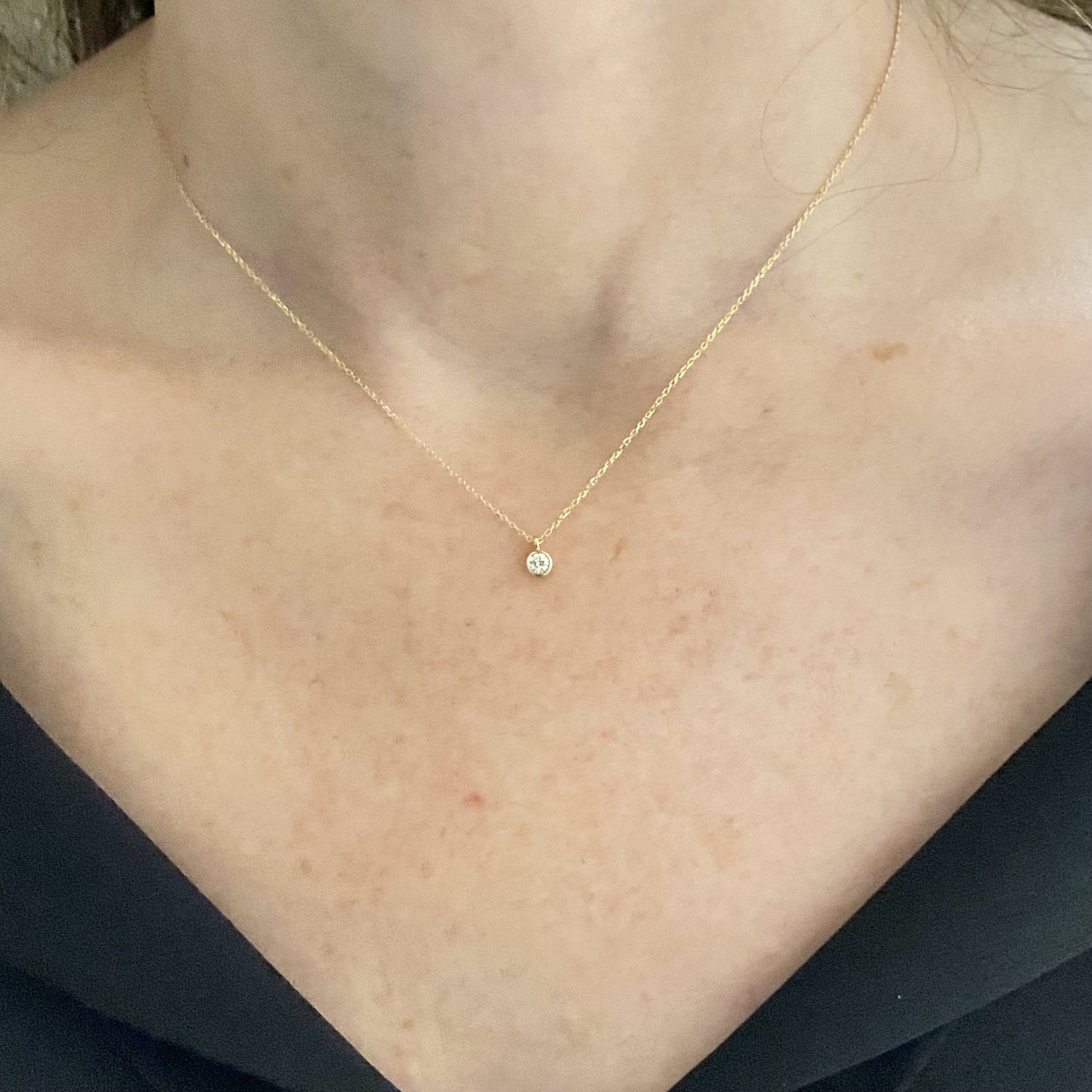 14K Solid Gold Diamond Necklace for Women , Solitaire Diamond Pendant Necklace, Minimalist Diamond Jewelry , Birthday Gift for her