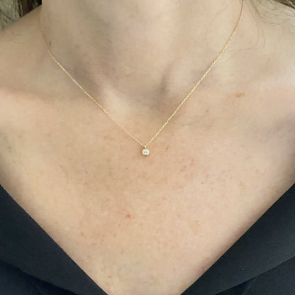 14K Solid Gold Diamond Necklace for Women , Solitaire Diamond Pendant Necklace, Minimalist Diamond Jewelry , Birthday Gift for her