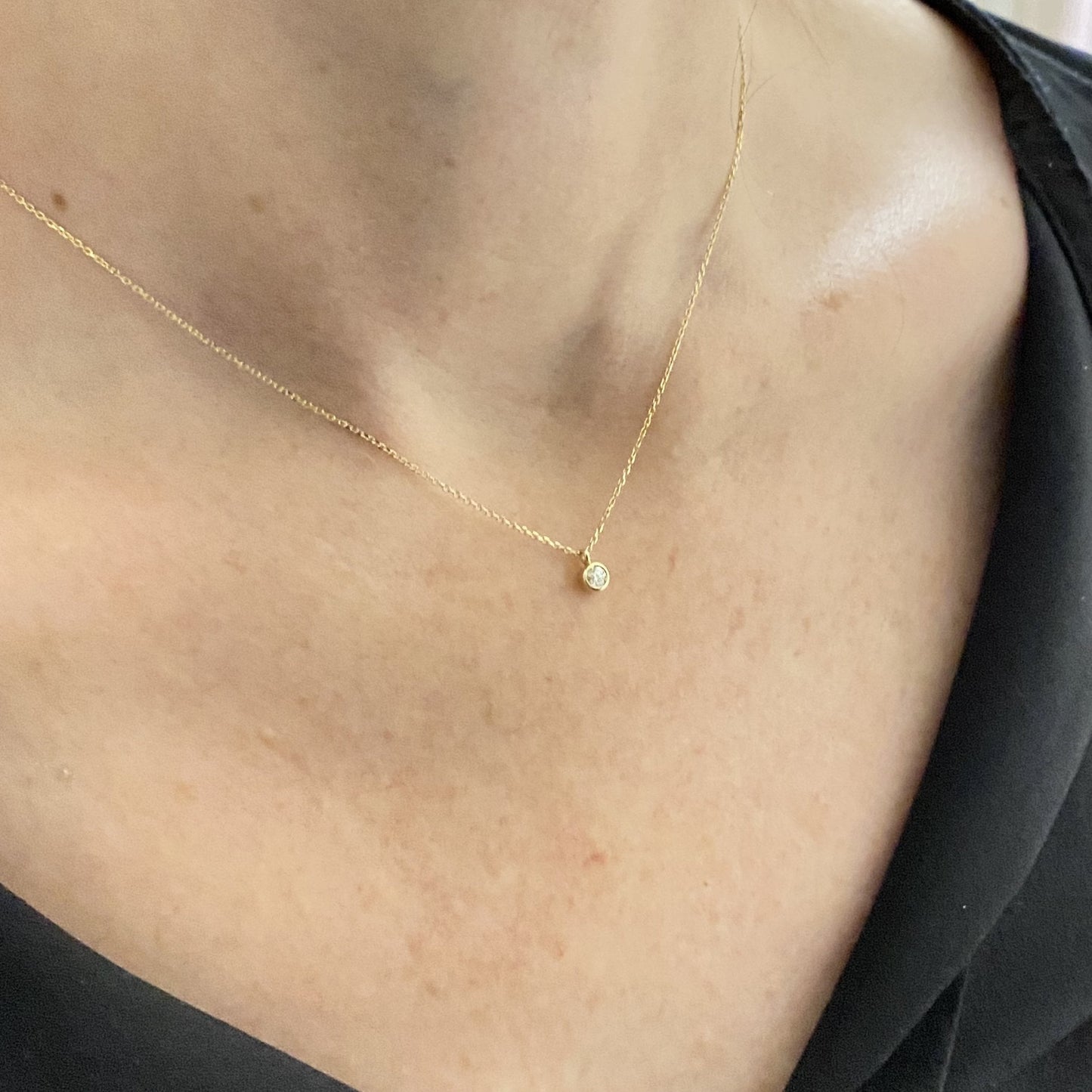 14K Solid Gold Diamond Necklace for Women , Solitaire Diamond Pendant Necklace, Minimalist Diamond Jewelry ,Christmas Birthday Gift for her