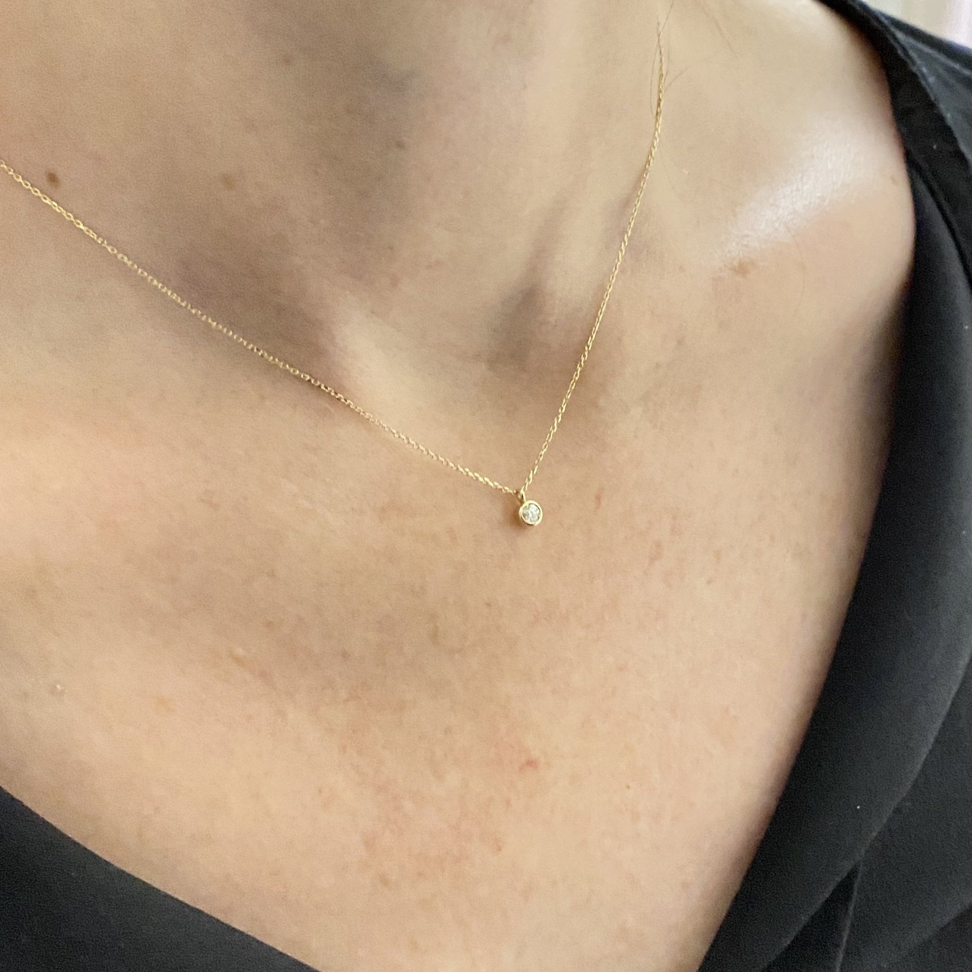 14K Solid Gold Diamond Necklace for Women , Solitaire Diamond Pendant Necklace, Minimalist Diamond Jewelry ,Christmas Birthday Gift for her