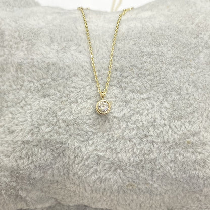 14K Solid Gold Diamond Necklace for Women , Solitaire Diamond Pendant Necklace , Minimalist Diamond Jewelry , Christmas Birthday Gift for her