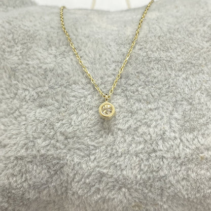 14K Solid Gold Diamond Necklace for Women , Solitaire Diamond Pendant Necklace,Minimalist Diamond Jewelry , Christmas Birthday Gift for her