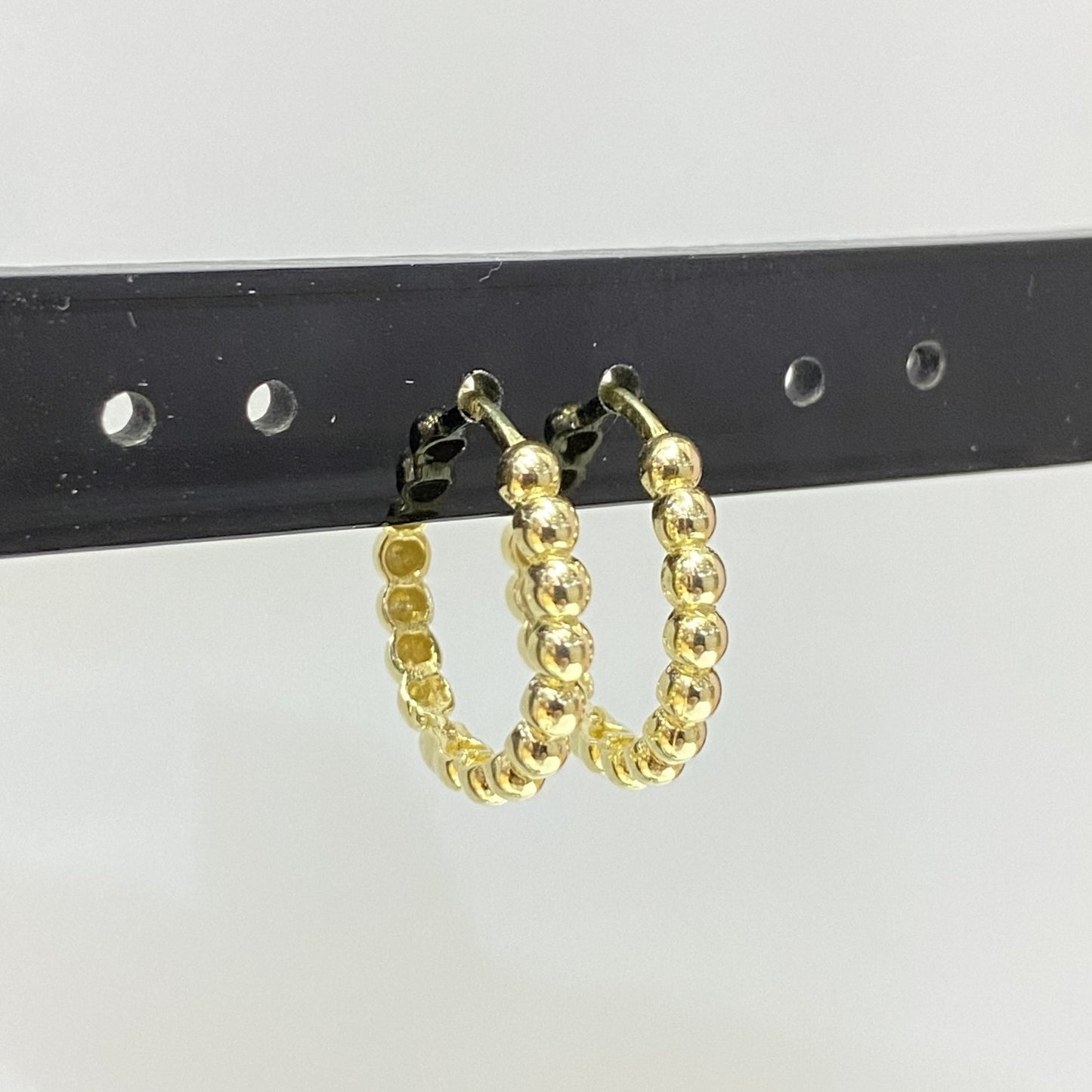 14K Solid Gold Dot Hoop Earrings for Women , Beaded Hoop Earrings , Gift for Her , Dotted Huggie Hoop , Christmas Day Gift