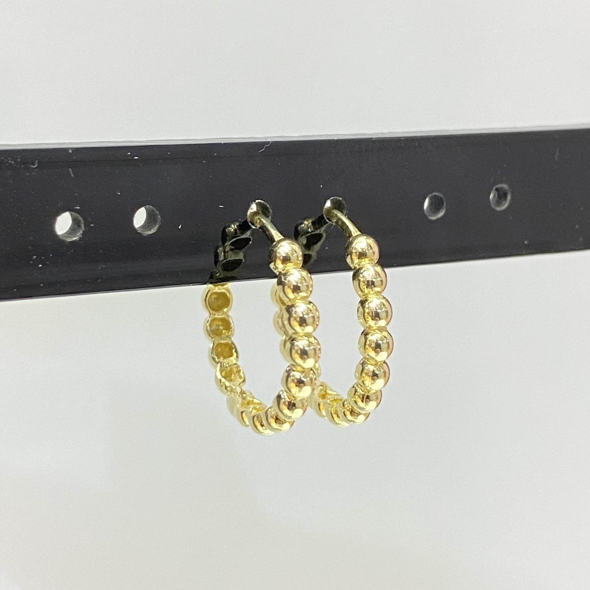14K Solid Gold Dot Hoop Earrings for Women , Beaded Hoop Earrings , Gift for Her , Dotted Huggie Hoop , Christmas Day Gift