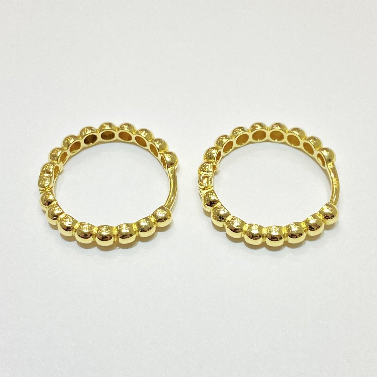 14K Solid Gold Dot Hoop Earrings for Women , Beaded Hoop Earrings , Gift for Her , Dotted Huggie Hoop , Dainty Earrings for mom
