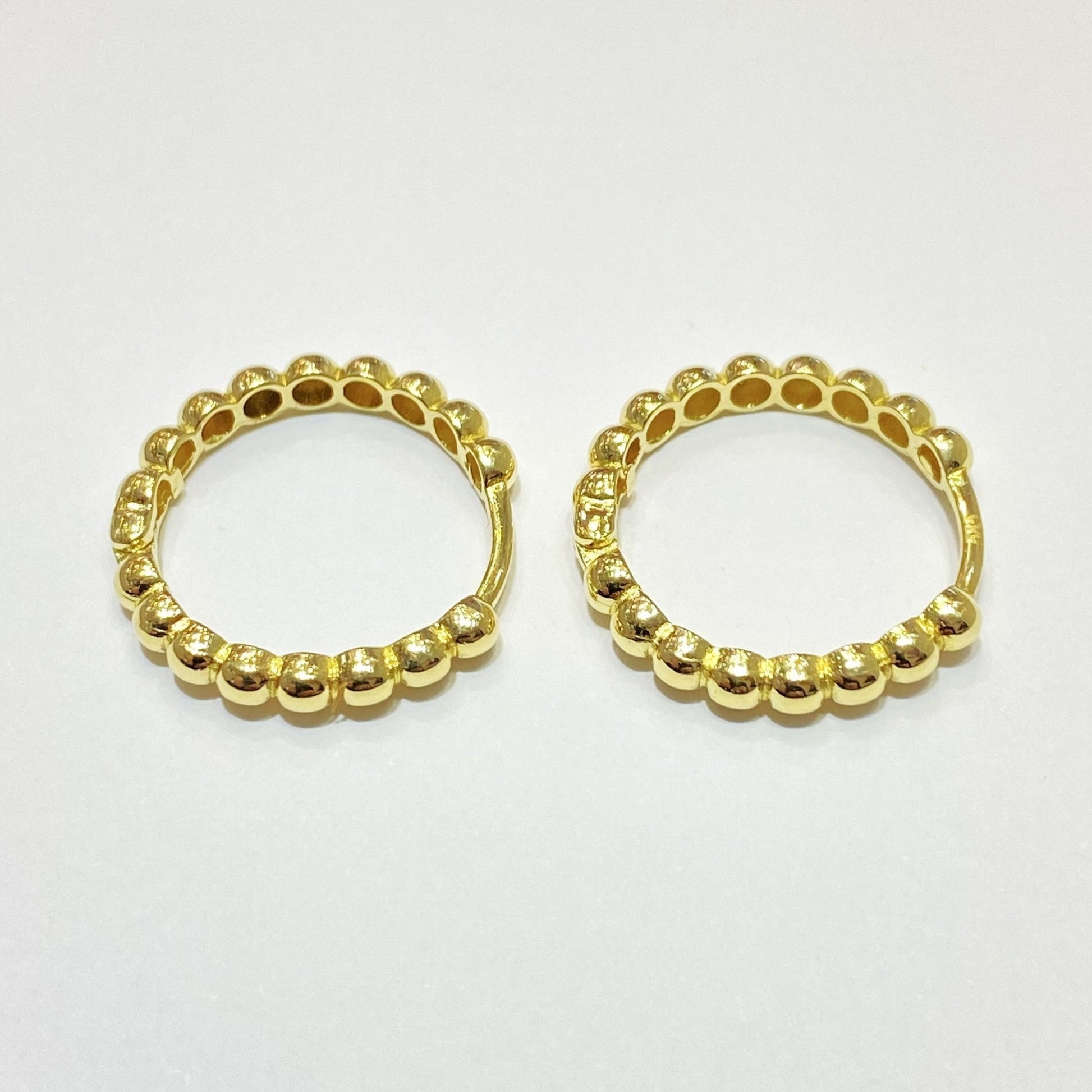 14K Solid Gold Dot Hoop Earrings for Women , Beaded Hoop Earrings , Gift for Her , Dotted Huggie Hoop , Dainty Earrings for mom
